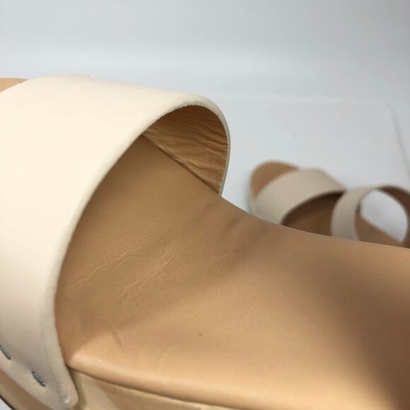 NEW OpBx Nisolo Open Toe Clogs Wooden Heel Sandals Shoes Platform Size 6.5 Bone - Picture 12 of 16